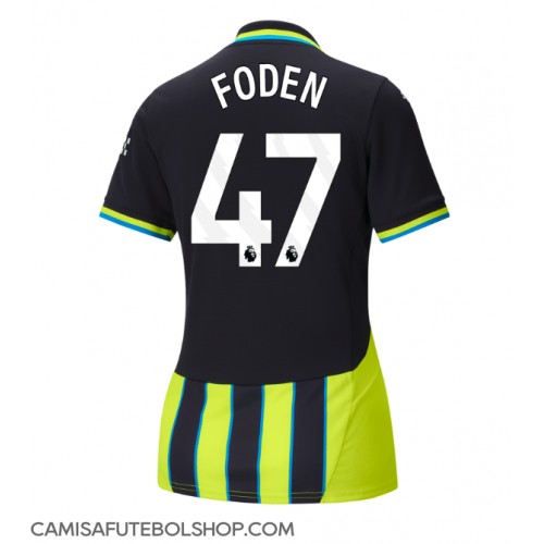 Camisa de time de futebol Manchester City Phil Foden #47 Replicas 2º Equipamento Feminina 2024-25 Manga Curta